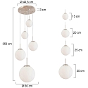 Steinhauer Steinhauer Pendant luminaire BOLLIQUE, 5 flames, glasskugeln white, fitting silver