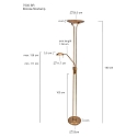 Mexlite LED Deckenfluter BIRON, Leseleuchte mit Flexarm, 23+6W 2700K 2000+650lm, Drehdimmer, bronze / Abdeckung matt