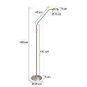 Mexlite LED Stehleuchte BIRON, mit Flex-Arm, 8W 27000K 650lm, mit Push-Dimmer, stahl geb�rstet / Abdeckung matt