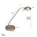 Mexlite LED Tischleuchte BIRON, mit Flex-Arm, 8W 27000K 650lm, mit Dreh-Dimmer, stahl geb�rstet / Abdeckung matt