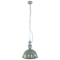 Steinhauer Pendelleuchte BIKKEL, � 42cm, E27 max. 60W, Abdeckung satiniert / Metall-schirm, gr�n