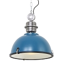 Steinhauer Pendelleuchte BIKKEL, � 42cm, E27 max. 60W, Abdeckung satiniert / Metall-schirm, dunkelblau