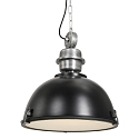 Pendelleuchte BIKKEL, � 42cm, E27 max. 60W, Abdeckung satiniert / Metall-schirm, schwarz matt
