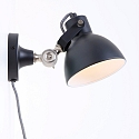 Mexlite Wandleuchte CERA, E14, mit Schnurschalter + Euro-Stecker, neigbar, schwarz matt / innen wei� / Stahl-Details