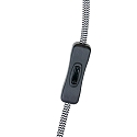Mexlite Wandleuchte CERA, E14, mit Schnurschalter + Euro-Stecker, neigbar, schwarz matt / innen wei� / Stahl-Details