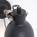 Mexlite Wandleuchte CERA, E14, mit Schnurschalter + Euro-Stecker, neigbar, schwarz matt / innen wei� / Stahl-Details