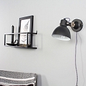 Mexlite Wandleuchte CERA, E14, mit Schnurschalter + Euro-Stecker, neigbar, schwarz matt / innen wei� / Stahl-Details
