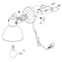 Mexlite Wandleuchte CERA, E14, mit Schnurschalter + Euro-Stecker, neigbar, schwarz matt / innen wei� / Stahl-Details