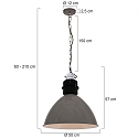 anne light & home Pendelleuchte FRISK, � 50cm, E27, Metall, grau gl�nzend / innen wei�