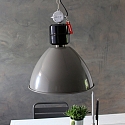 anne light & home Pendelleuchte FRISK, � 50cm, E27, Metall, grau gl�nzend / innen wei�