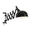 Steinhauer Wandleuchte YORKSHIRE, E27, mit drehbarer Scheren-Armatur + Schnurschalter, neigbar, schwarz matt / innen wei�
