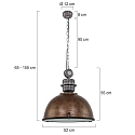 pendant luminaire BIKKEL - � 52CM 1 flame, large E27 IP20, brown, pied dimmable