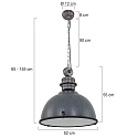 Steinhauer Pendelleuchte BIKKEL, � 52cm, E27 max. 60W, Abdeckung satiniert / Metall-Schirm, betongrau