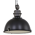 Steinhauer Pendelleuchte BIKKEL, � 52cm, E27 max. 60W, Abdeckung satiniert / Metall-Schirm, schwarz matt