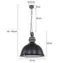 Steinhauer Pendelleuchte BIKKEL, � 52cm, E27 max. 60W, Abdeckung satiniert / Metall-Schirm, schwarz matt