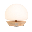 Steinhauer table lamp ANCILLA round, short, with touch dimmer G9 IP20, beech, natural colour dimmable