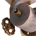 Mexlite Wand- und Deckenleuchte GEARWOOD, 1-flammig, E27, Kautschuk-Holz natur / Metall, bronze