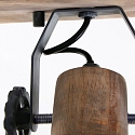 Mexlite Wand- und Deckenleuchte GEARWOOD, 2-flammig, 2x E27, Kautschuk-Holz natur / Metall, grau matt / innen wei�