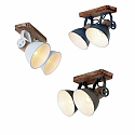 Mexlite Wand- und Deckenleuchte GEARWOOD, 2-flammig, 2x E27, Kautschuk-Holz natur / Metall, gr�n gl�nzend / innen wei�