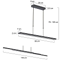 Steinhauer LED Pendelleuchte ZELENA, Up/Down, 80-140cm (ausziehbar), 40W 2200-4000K (CCT) 3200+800lm, mit Touch-Dimmer, schwarz matt