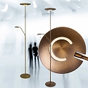 Steinhauer Floor lamp ZODIAC LED, 2 flames, with reading arm adjustable, bronze