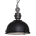 Steinhauer Pendelleuchte BIKKEL, 1-flammig, � 32cm, E27 max. 60W, Metallschirm, schwarz matt / Abdeckung satiniert