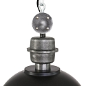 Steinhauer Pendelleuchte BIKKEL, 1-flammig, � 32cm, E27 max. 60W, Metallschirm, schwarz matt / Abdeckung satiniert