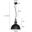Steinhauer Pendelleuchte BIKKEL, 1-flammig, � 32cm, E27 max. 60W, Metallschirm, schwarz matt / Abdeckung satiniert