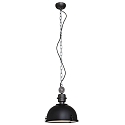 Steinhauer Pendelleuchte BIKKEL, 1-flammig, � 32cm, E27 max. 60W, Metallschirm, schwarz matt / Abdeckung satiniert