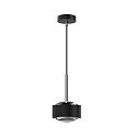 LED Pendelleuchte PUK MAXX DROP SOLO, Up/Down, � 12cm, 20W 2700K, CRi 90, ohne Linse, schwarz matt/chrom