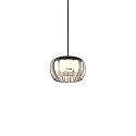 LED Design-Pendelleuchte WETRO 1.0, � 15cm, 1-flammig, 11W 1850-2800K, CRi >90, dim-to-warm, Glas, Streifenmuster rauchig