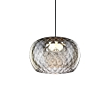 LED Design-Pendelleuchte WETRO 3.0, � 30cm, 1-flammig, 11W 1850-2800K, CRi >90, dim-to-warm, Glas, Wabenmuster rauchig