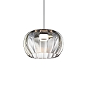 LED Design-Pendelleuchte WETRO 3.0, � 30cm, 1-flammig, 11W 1850-2800K, CRi >90, dim-to-warm, Glas, Streifenmuster rauchig