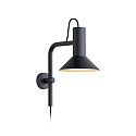 Wall luminaire ROOMOR 3.0 PAR16, 58cm, GU10, with cord switch, deep black, with shade 1.0, deep black gold