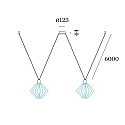 Wever & Ducr� Accessory for WIRO - suspension set DECENTER 2.0 for 2 shades, 2x E27, with multi canopy, 600cm