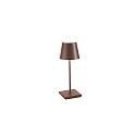 battery table lamp POLDINA PRO MINI dimmable IP65, corten dimmable