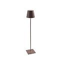 battery floor lamp POLDINA PRO XXL TERRA, dimmable IP54, corten dimmable