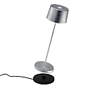 Zafferano battery table lamp OLIVIA TAVOLO PRO IP20, silver leaf, lacquered dimmable