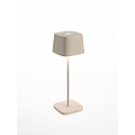 battery table lamp OFELIA TAVOLO PRO square, CCT Switch, with touch dimmer IP65, sand coloured, lacquered dimmable
