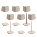 battery table lamp OFELIA TAVOLO PRO set of 6 IP65, sand coloured, lacquered dimmable