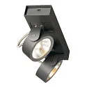 SLV LED Wand- und Deckenleuchte KALU LED 2, IP20, 2-flammig, 31W 3000K 2000lm 60°, dimmbar, kardanisch, schwarz