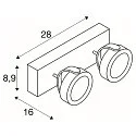 SLV LED Wand- und Deckenleuchte KALU LED 2, IP20, 2-flammig, 31W 3000K 2000lm 60°, dimmbar, kardanisch, weiß / schwarz