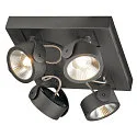 LED Wand- und Deckenleuchte KALU LED 4 SQUARE, IP20, 4-flammig, 60W 3000K 4000lm 60°, dimmbar, kardanisch, schwarz