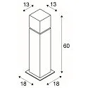 SLV Outdoor Stehleuchte SQUARE POLE 60, Höhe 60cm, IP44, E27 max. 20W, Edelstahl 304