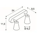 Wand- und Deckenleuchte AVO TRIPLE QPAR51, 3-flammig 3x GU10, dreh- und neigbar, Silbergrau