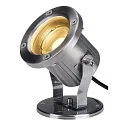 SLV LED Außenstrahler NAUTILUS 10 SPOT LED, IP55 IK04, 9W 3000K 520lm 60°, mit IP-Steckerkabel, neigbar, Edelstahl 316