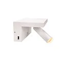 Premium-LED Wandleuchte KARPO BEDSIDE, 6.6W 3000K 390lm 36°, dimmbar, mit 2 USB-Anschlüssen, Weiß