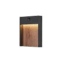 LED Außenwandleuchte FLATT SENSOR, IP54 IK03, eckig, mit Sensoren, 13W 3000/4000K (CCT Switch), anthrazit / Holz braun