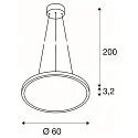 SLV LED Pendant luminaire PANEL 60 DALI LED, round, 42W, 110°, 3000K, 3150lm, white