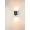 SLV Premium-LED Outdoor Wall luminaire ENOLA SQUARE UP/DOWN CCT, IP65 IK02, S-size, 7W 3000 / 4000K 570 / 640lm 30°, CRi>90